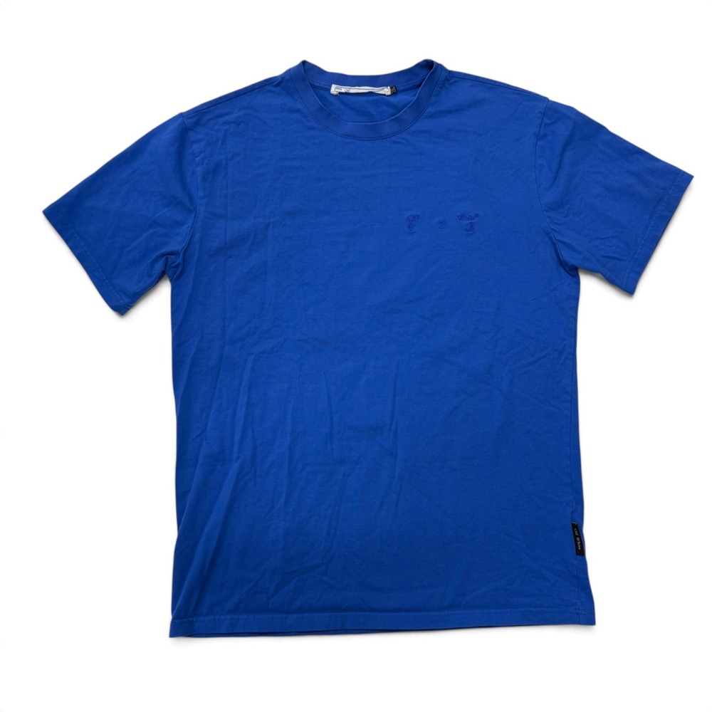 Off-White T-Shirt Mens Blue Embroidered Arrows Logo 2XL Crewneck Short Sleeve